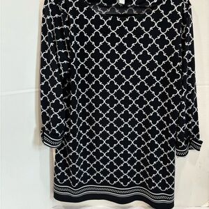 Charter Club Black and White Long Sleeve Dress
